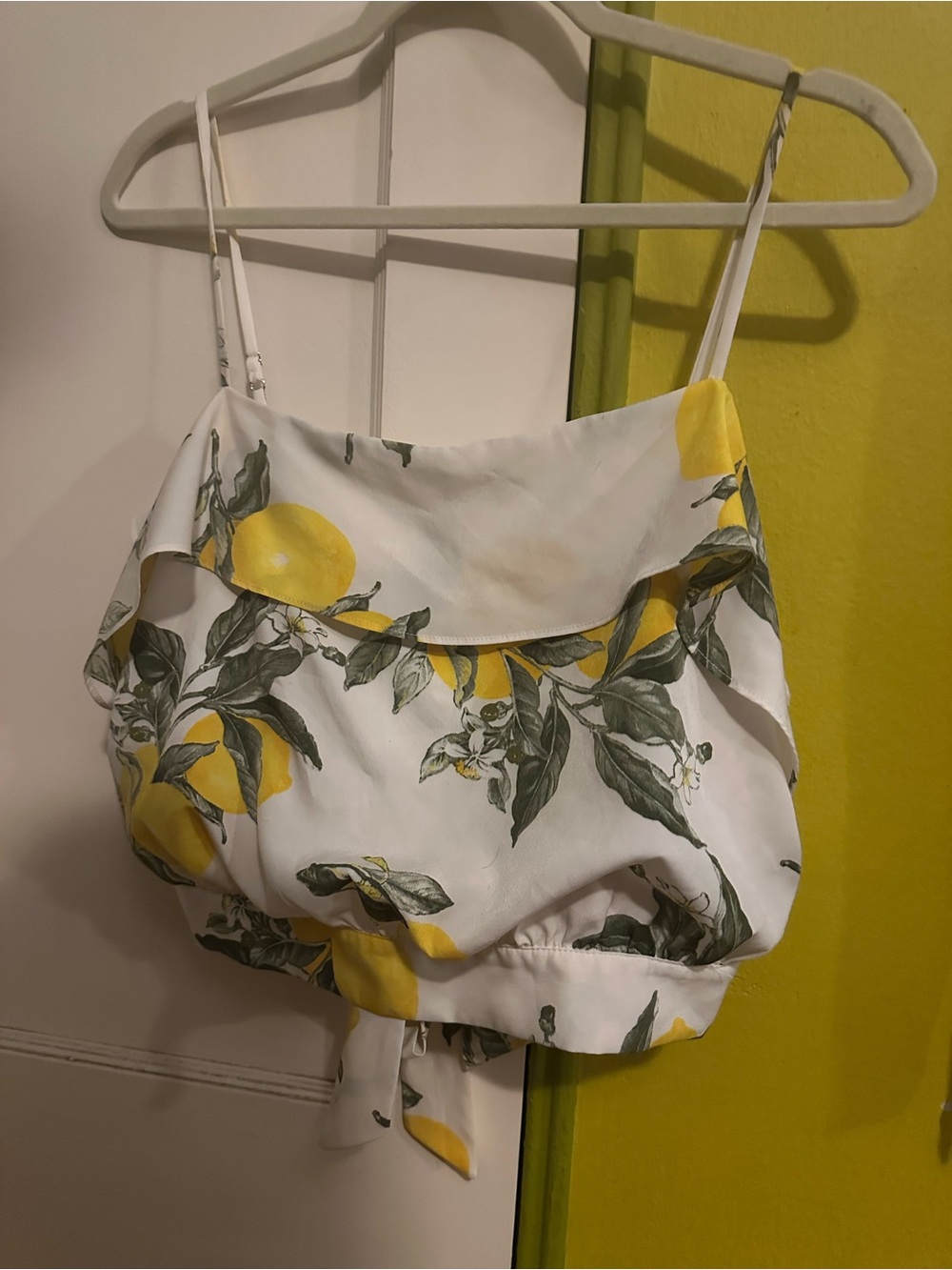 White Lemon Print Cropped Cami Top